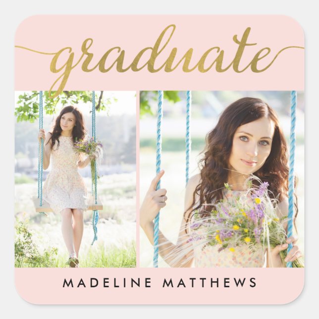 Pegatinas de Graceful Script EDITABLE COLOR Gradua (Anverso)