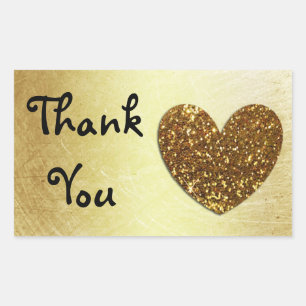 Pegatinas de "Gracias" de Gold Heart y Purpurina