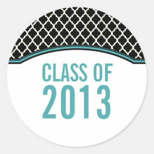 Pegatinas de graduación Aqua Elegant Quatrefoil