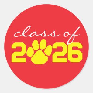 Pegatinas de graduación con huellas de patas rojas