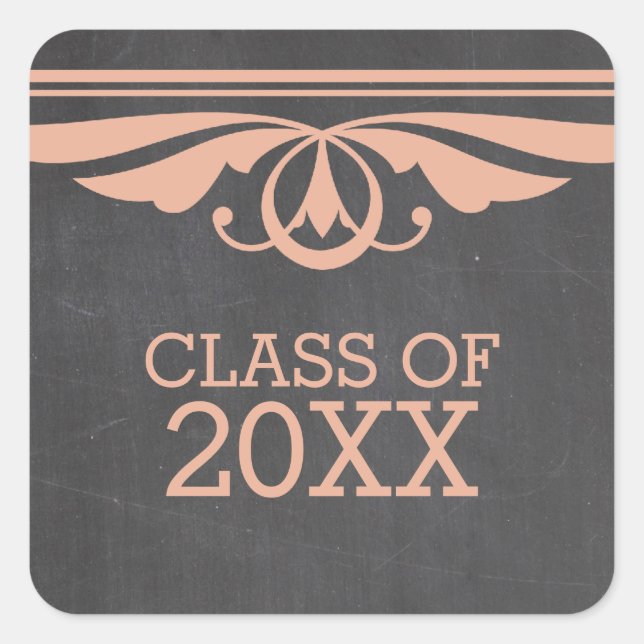 Pegatinas de Graduación Coral Deco Chalkboard (Anverso)
