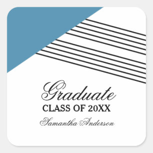 Pegatinas de graduación de banda geométrica azul