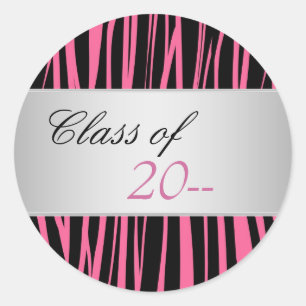 Pegatinas de graduación de cebra rosa elegante