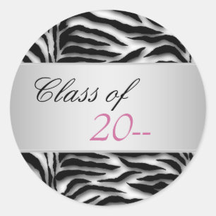 Pegatinas de graduación de cebra rosa elegante