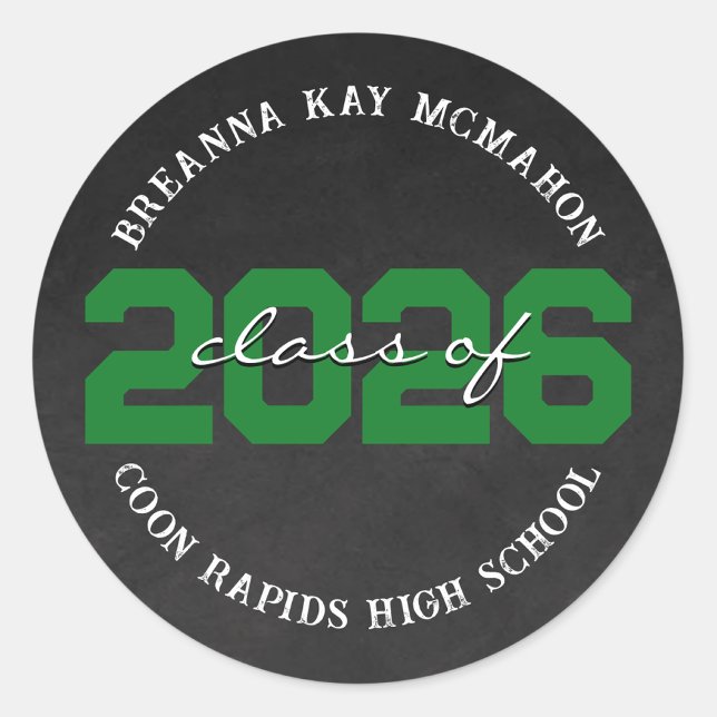 Pegatinas de graduación de clase de pizarra verde  (Matching Envelopes, Return Address Labels & Envelope Seals)