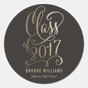 Pegatinas de graduación de COLOR EDITABLE de Año E