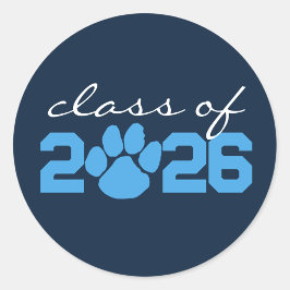 Pegatinas de graduación de huellas de patas azul m
