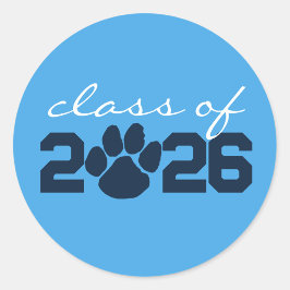 Pegatinas de graduación de huellas de patas azules
