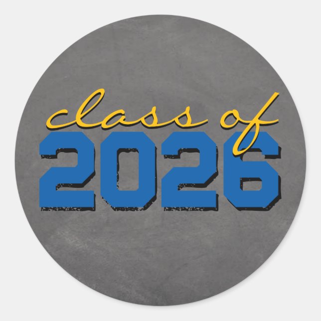 Pegatinas de graduación de tiza azul y dorado (Anverso)