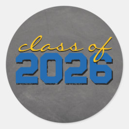 Pegatinas de graduación de tiza azul y dorado medi