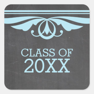 Pegatinas de Graduación del Blue Deco Chalkboard