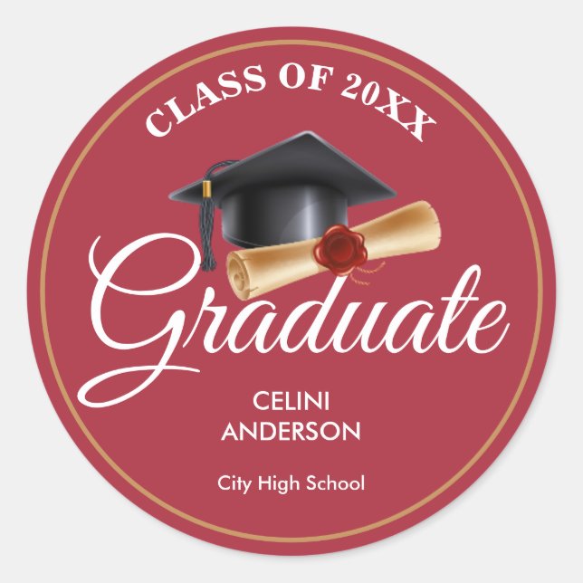 Pegatinas de graduación elegantes doradas y negras (Anverso)