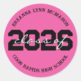Pegatinas de graduación personalizadas rosa intens