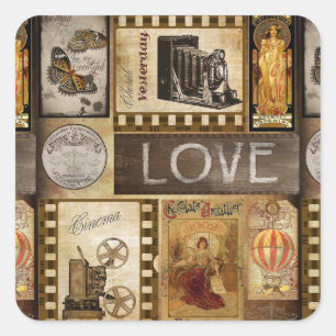 Pegatinas de gráficos retro Love Vintage