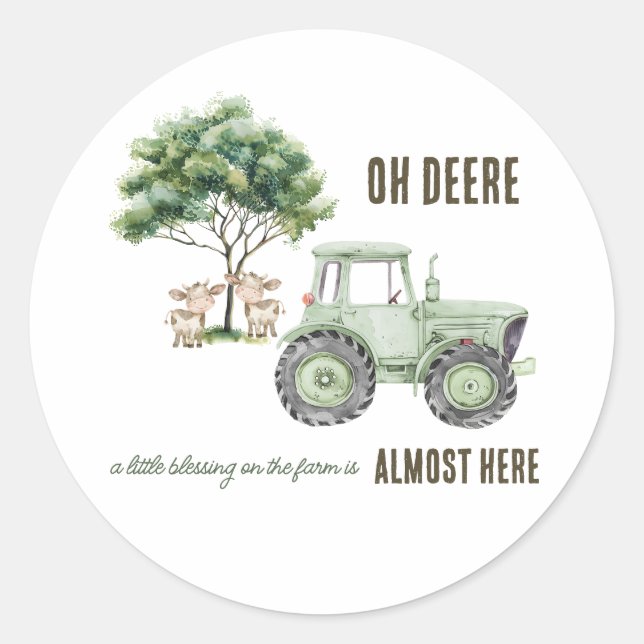Pegatinas de granja de tractor verde acuarela para (Anverso)