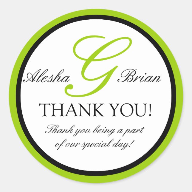 Pegatinas de Green Black Wedding Favor (Anverso)