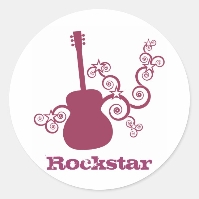 Pegatinas de guitarra de Rockstar, Fuchsia (Anverso)