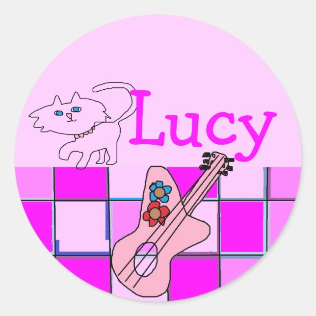 Pegatinas de guitarra Lucy kitten (Anverso)
