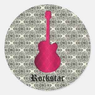 Pegatinas de guitarra Rockstar Damask, Magenta