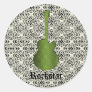 Pegatinas de guitarra Rockstar Damask, Olive Green
