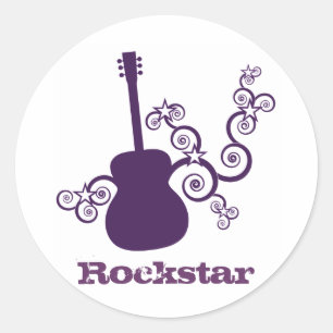 Pegatinas de guitarra Rockstar, morado