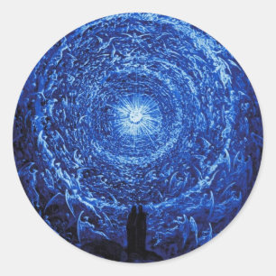 Pegatinas de Gustave Dore The White Rose (azul)