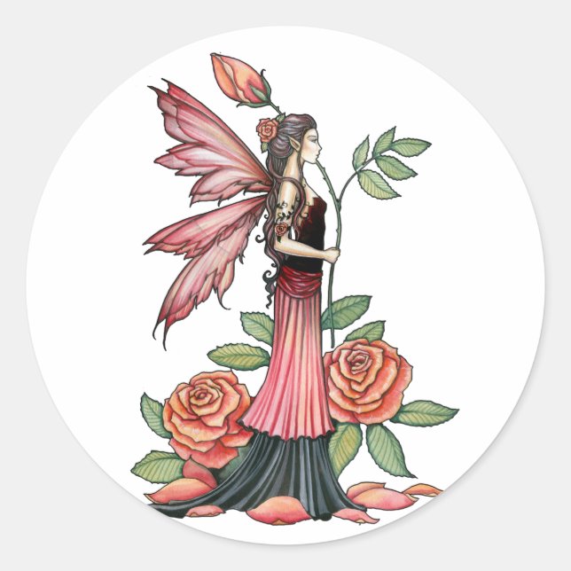 Pegatinas de Hada Rosa de Fuego (Anverso)