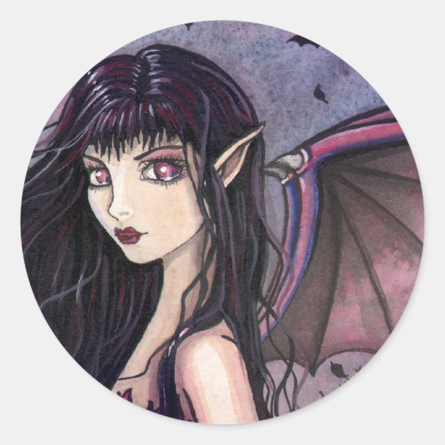 Pegatinas de Hada Vampiro Niña Murciélago (Anverso)