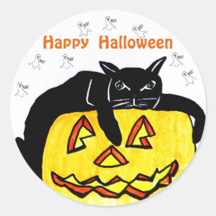 Pegatinas DE HALLOWEEN BLACK CAT Y PUMPKIN