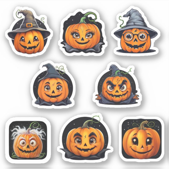 Pegatinas de Halloween - Calabazas (Anverso)