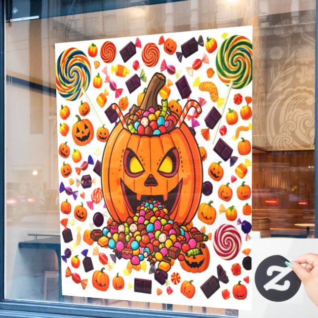 Pegatinas de Halloween con calabaza brillante (Ventana de cafetería)