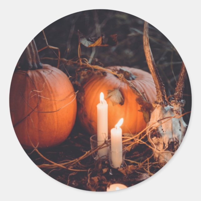 Pegatinas de Halloween con calavera de calabaza (Anverso)