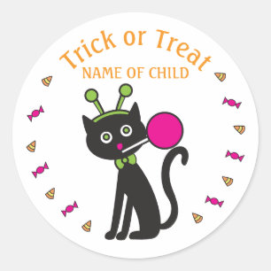 Pegatinas de Halloween con felino negro