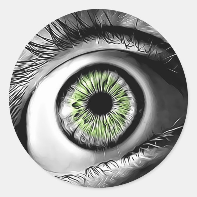 Pegatinas de Halloween con miedo a los ojos verdes (Anverso)