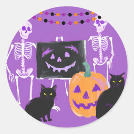 Pegatinas de Halloween con tema púrpura