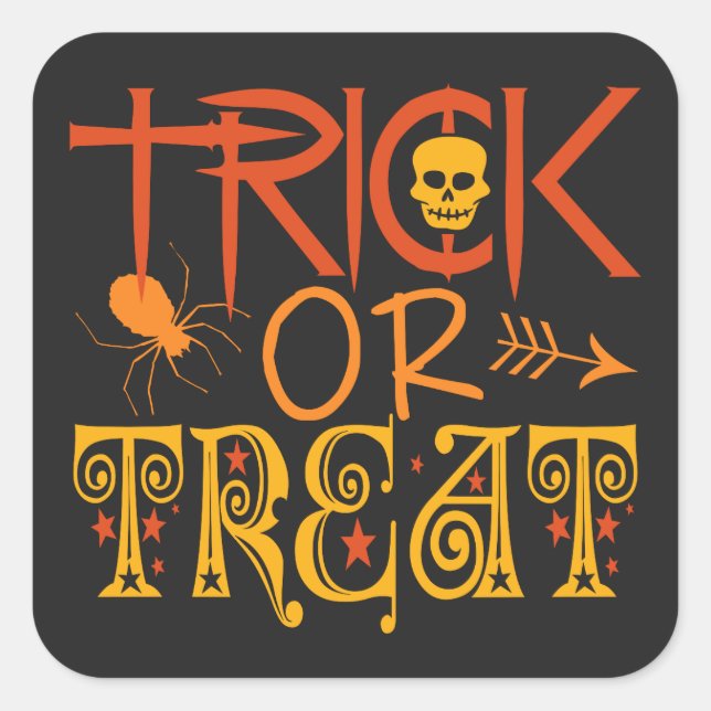 Pegatinas de Halloween con trucos o trucos (Anverso)