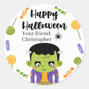 Pegatinas de Halloween de caramelos de Frankenstei