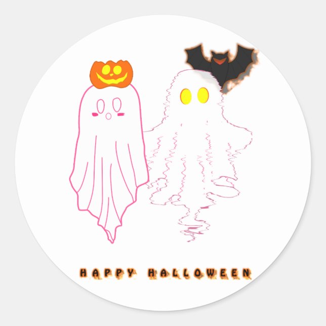 Pegatinas de Halloween de fantasmas de bebés lindo (Anverso)
