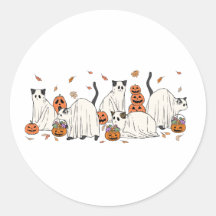 Pegatinas de Halloween de Gatos Fantasmas