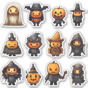 Pegatinas de Halloween de Jack-O-Lantern Goblins