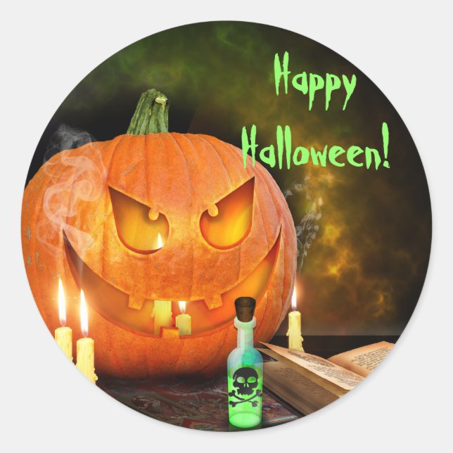 Pegatinas de Halloween de Jack O'Lantern (Anverso)