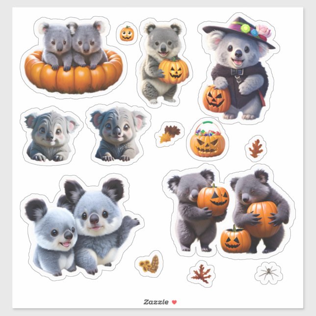 Pegatinas de Halloween de Koala Bear recortan much (Hoja)