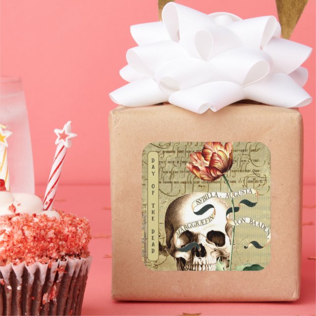 Pegatinas de Halloween escriben florales en Steamp (Fiesta)
