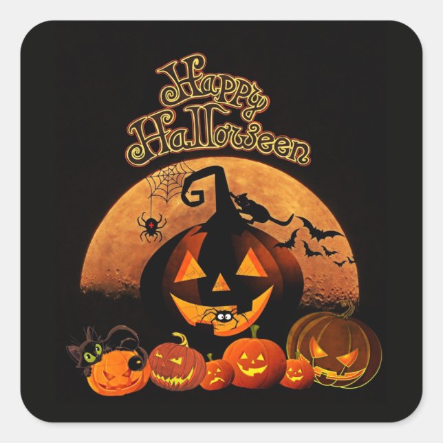 Pegatinas de Halloween felices (Anverso)