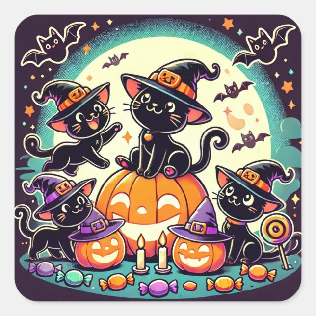 Pegatinas de Halloween Kitten (Anverso)