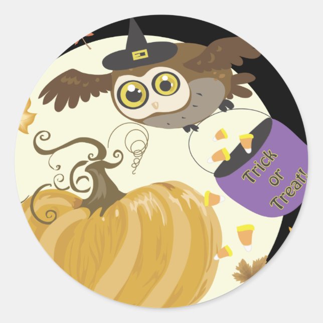 Pegatinas de Halloween Owl Trick o Trek (Anverso)
