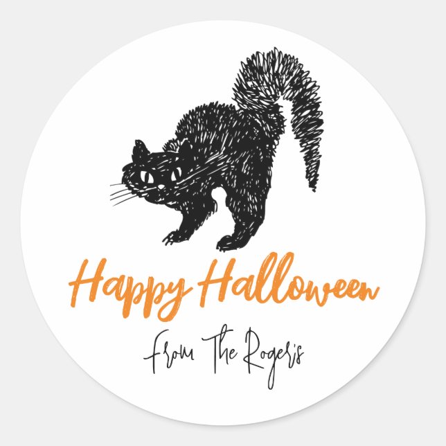 Pegatinas de Halloween, Personalizado de gato negr (Anverso)