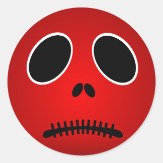 Pegatinas de Halloween Red Scary Sad Face