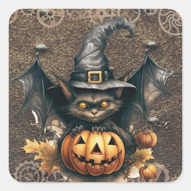 Pegatinas de Halloween Steampunk Bat (Anverso)