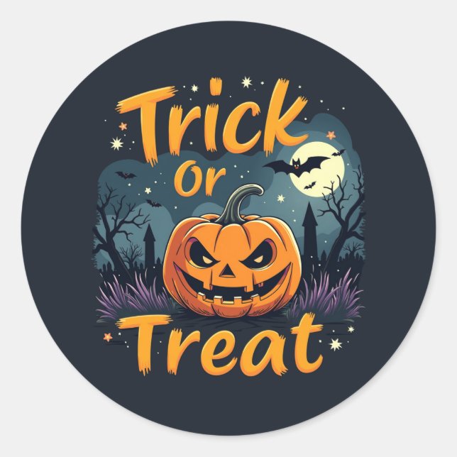 Pegatinas de Halloween 'Trick Or Treth' Jack O Lan (Anverso)